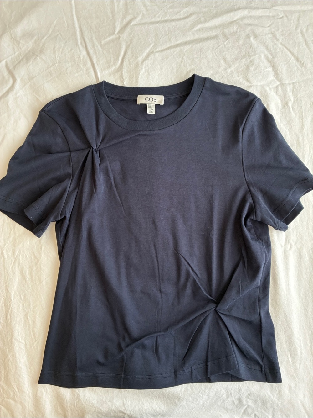 NWOT COS Knot Detail Tee in Navy Blue, Size Medium